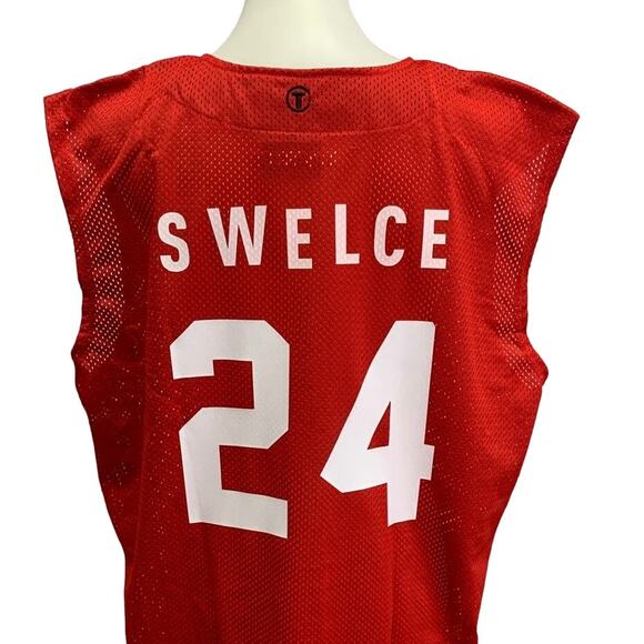 New Hand Printed XL SWELCE Taylor Swift Travis Kelce Button Jersey KC Chiefs Red - Picture 1 of 5